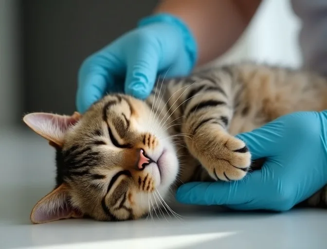 Specialist carefully handling a deceased cat with dignity in Olinda